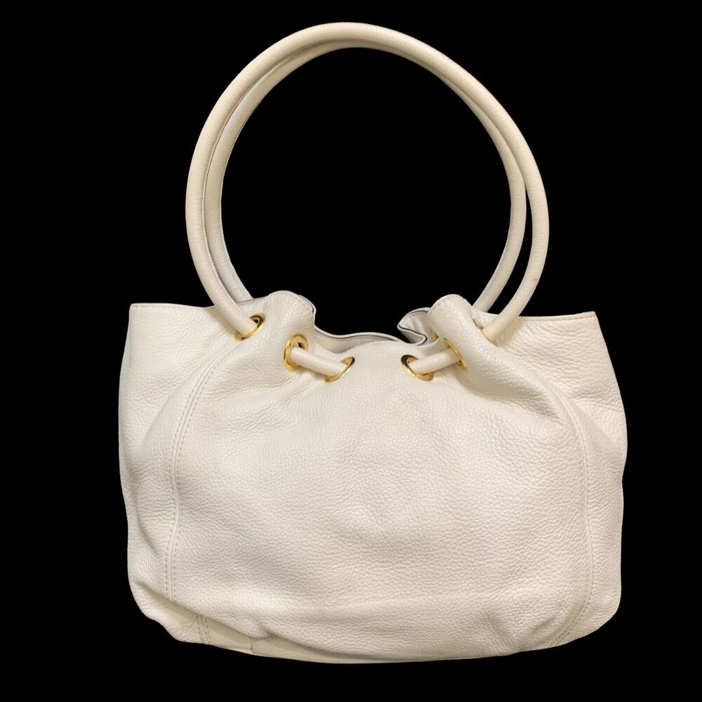 MICHAEL KORS Vanilla Pebbled Leather Tasseled ASTOR Ring Tote Shoulder Bag - Picture 12 of 12